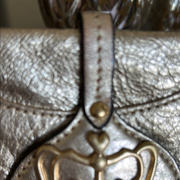 Vintage Juicy Couture Metallic Platinum/Gold wristlet with Iconic crown and logo - Picture 11 of 16